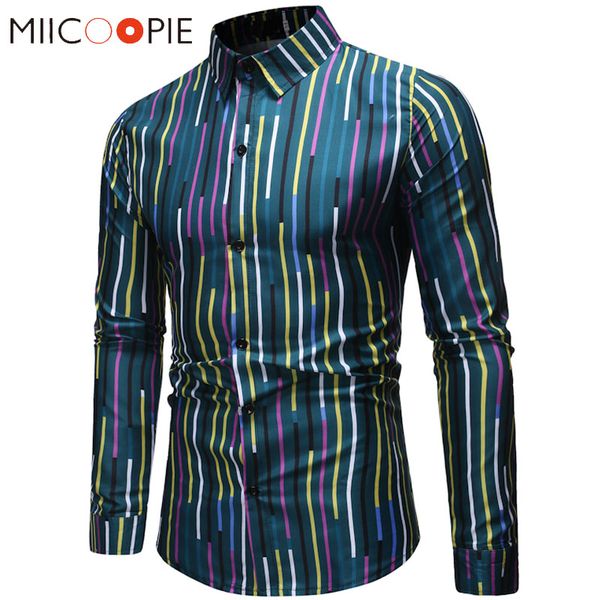 

2019 new brand colorful stripe shirts men spring casual business formal slim fit chemise homme mens dress shirt 3xl, White;black