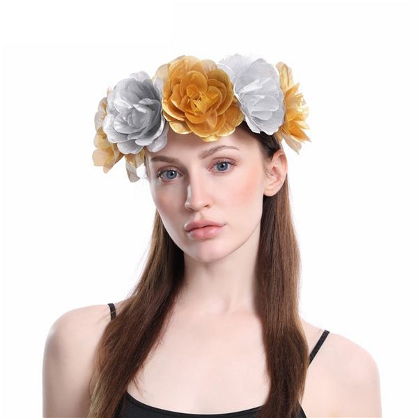 

new wedding hairband bridal headwear rose flower garland elastic wreath party headband hats