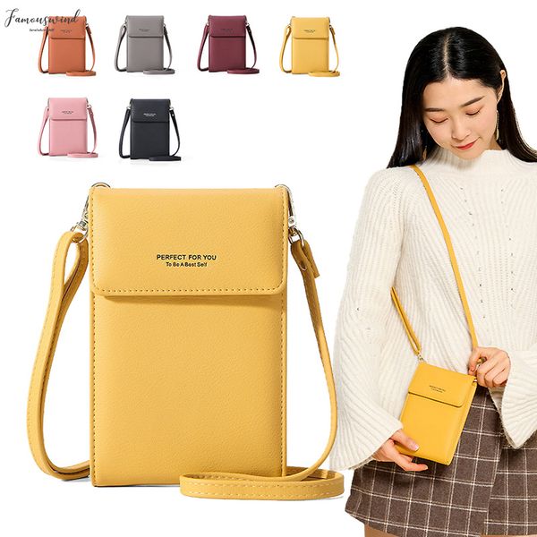 

cell phone pocket mini crossbody shoulder bags for women leather purse ladies small handbags yellow female messenger bag