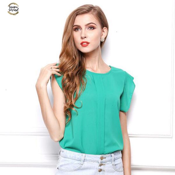 

womens fashion blouses chiffon clothing summer lady blouse shirt sale new fashion ruffle short sleeve ol blouse gifts, White