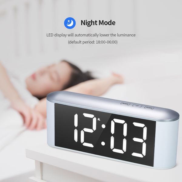 

digital alarm clock touch control mirror clock usb big led display deskalarm snooze function adjustable led luminance