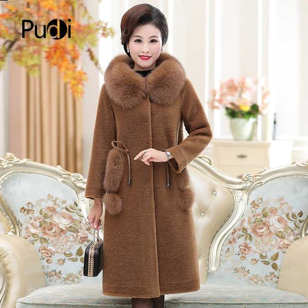 

women's fur & faux aorice c306304 women winter 100% real wool overcoat warm belt jacket collar girl coat lady long, Black