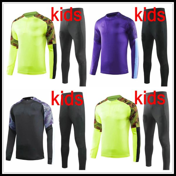 

2019 2020 city kids survetement jacket training suit soccer jersey tracksuits 19 20 manchester child de bruyne football jacket tracksuit set, Black