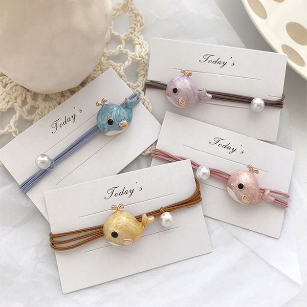 

fashion cute little whale hair ring female tie rope korean elastic rubber hair bands girls rope children's accessories, Golden;white
