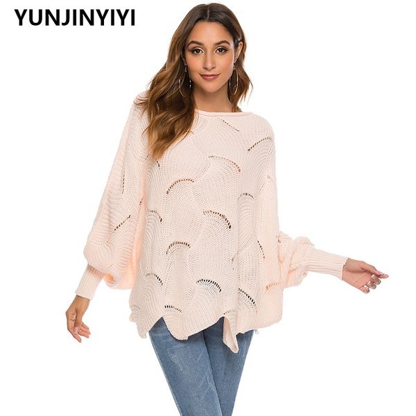 

new fashion o neck hollow out pullover winter batwing sleeve loose sweater women pull knitwear sweaters, White;black