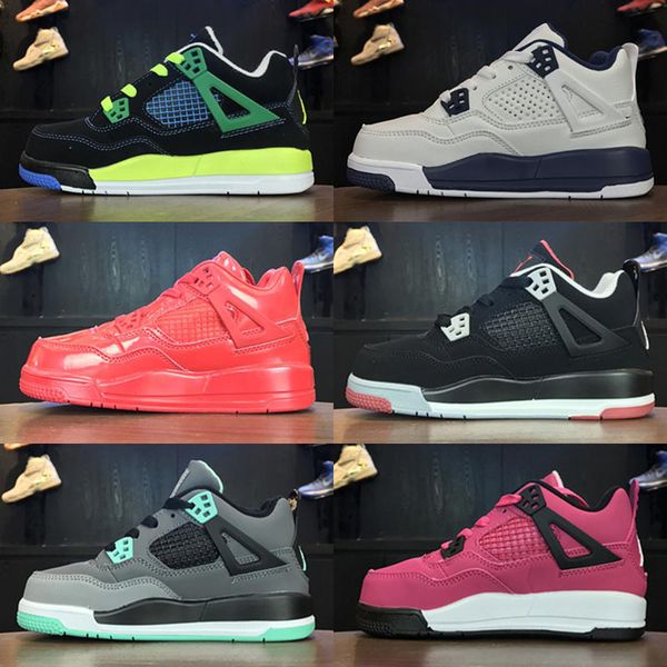 

fashion designer shoes jumpman 4 kids basketball shoes children outdoor sports shoes gym red chicago boy girls 4s sneakers eur 28-35, Black
