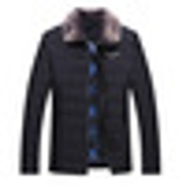 

new winter men's cotton dress. thickened padded jacket. men's coat with wool collar and cotton for middle age, Black