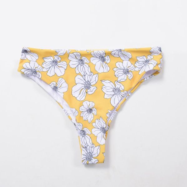 

new women high waist swimming trunks women beach yellow print floral swimwear bikini bottoms underwear swimming briefs