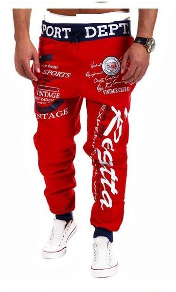 

spring and autumn fashion simple men's drawstring elastic waist letter print men's loose casual sports pants m-xxl, Black