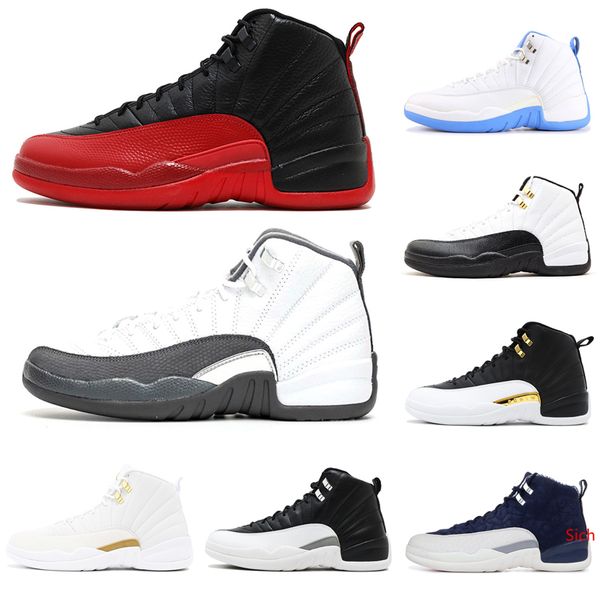 

12 wings dark grey game royal men basketball shoes 12s university blue basket punch designer sneakers 7-13