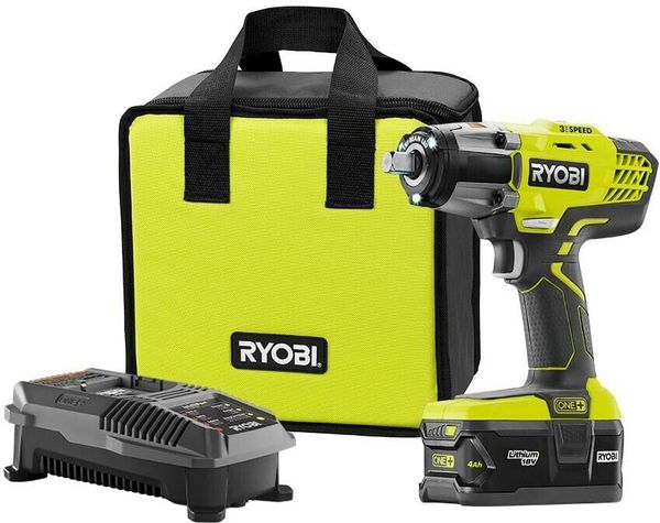 

Ryobi impact wrench kit 18 volt 1 2 in led light bru hed motor cordle 3 peed