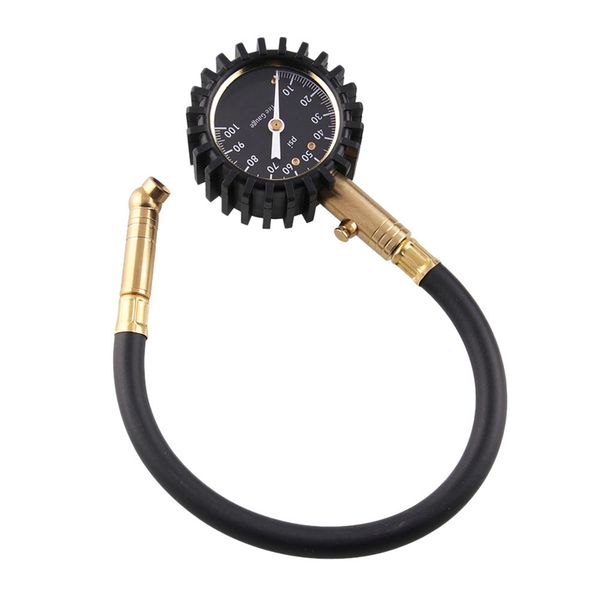

heavy duty tire pressure gauge braided hose, solid brass hardware, for any car, truck, motorcycle