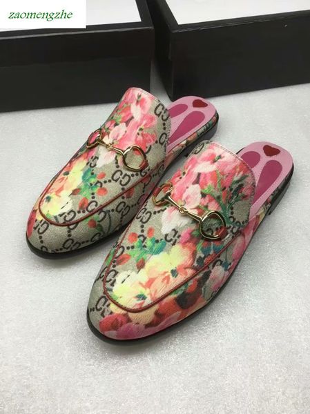 

luxury men and women four seasons slippers princetown designer classic slippery metal buckle beach slippers soft slippers36-45, Black