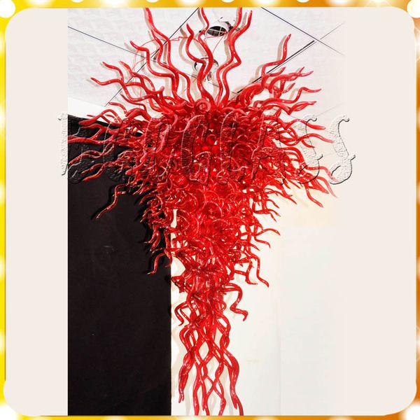 

murano glass chandelier lamps bright red color urban design modern hand blown colored glass chandelier for living room decoration