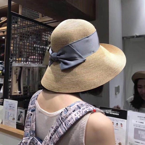 

sun li bowknot широкий карниз солома женское летнее ведро ведро соломенная шляпа рыбака складной уф солнцезащитный крем ветрозащитная шляпа, Blue;gray