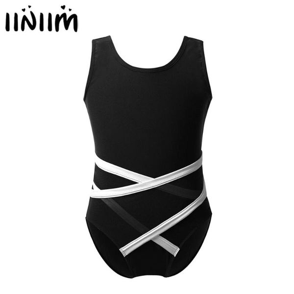 

iiniim new kids girls u-shaped back ballerina costumes ballet dance gymnastics leotard for girls bodysuit turnpakje dancewear, Black;red