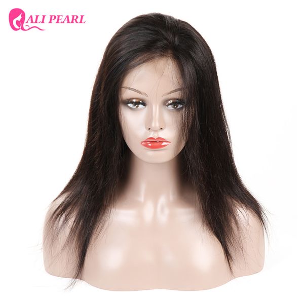 

alipearl hair straight full lace human hair wigs pre plucked natural hairline with baby brazilian remy natural black