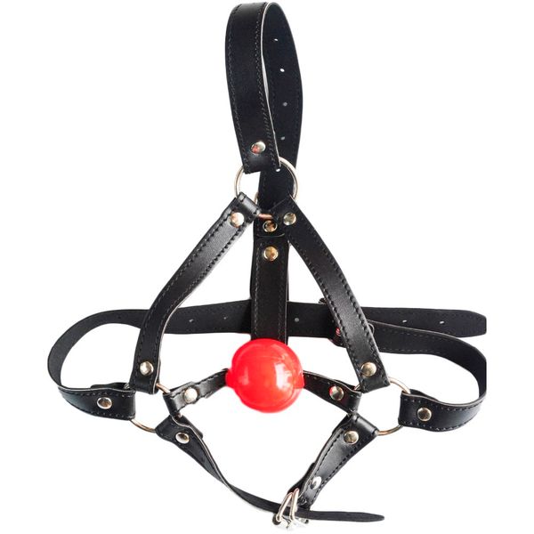 

pu men game c18112701 sm fetish gag restraint red bondage ball head open harness mouth toys for women leather couple silicone umek