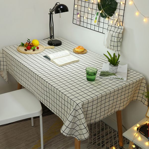 

net red ins-style plaid tablecloth cotton and linen small fresh student dormitory computer office dormitory desk cover table cloth