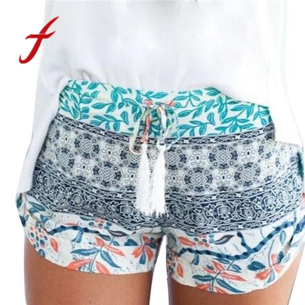 

feitong 2020 new fashion shorts women summer printed high waist shorts loose casual short feminino plus size xxl, White;black