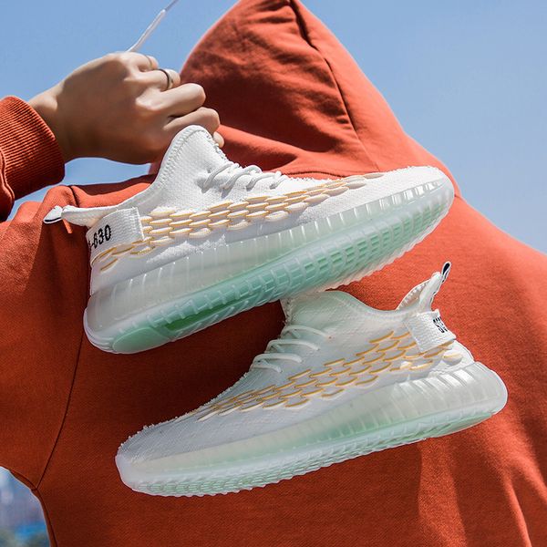 

the new selling men's see-through sneakers for 2020 fish scales knit men's running shoes black and white sports shoes
