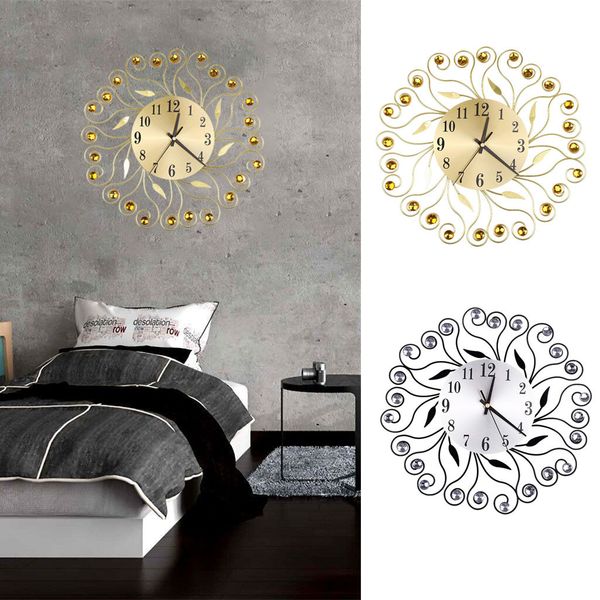 

wall clock wrought iron diamond fashion bedroom silent metal wall clock decor watch still life clocks home decoration 19jul11