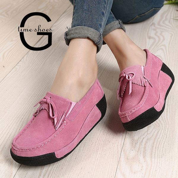 

gtime women flat platform loafers ladies suede moccasins tassel shoes woman slip on tassel moccasin women casual shoes se566, Black