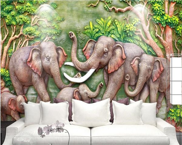 

new chinese interior wall paper high elephant embossed fresh three-dimensional background papel de parede 3d wallpaper