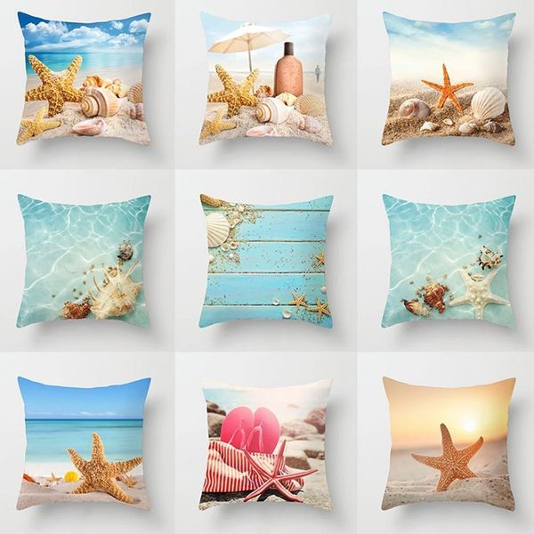 

sea beach starfish seashell throw pillow case cushion cover sofa bed car decor