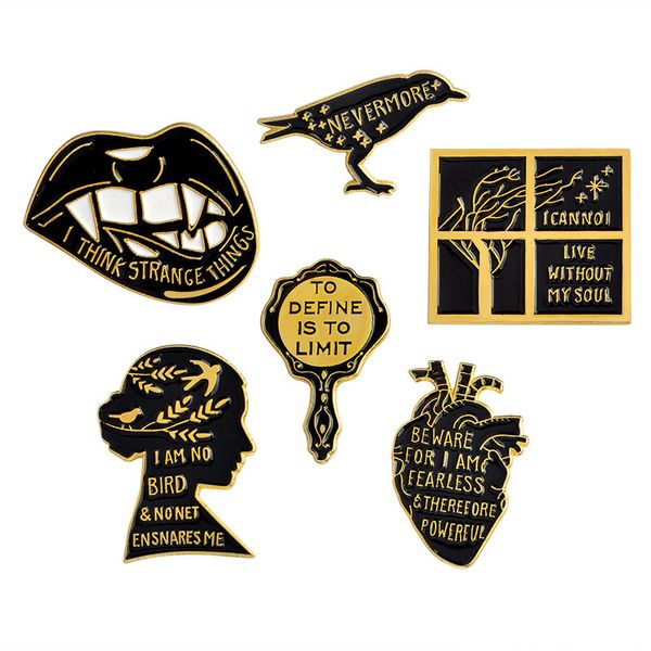 

урожай punk стиль зеркало птица металл kawaii эмаль pin badge кнопки брошь рубашка denim jacket сумка декоративные броши для женщин мужчин, Gray