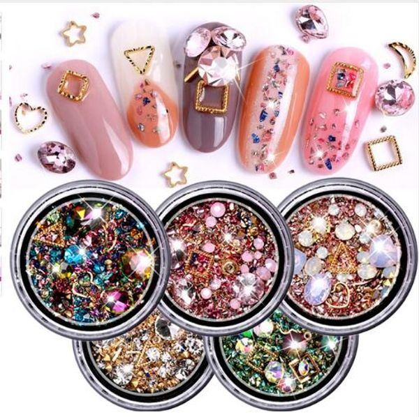 

mixed colorful rhinestones for nails 3d crystal stones for nail art decorations diy design manicure diamonds, Silver;gold