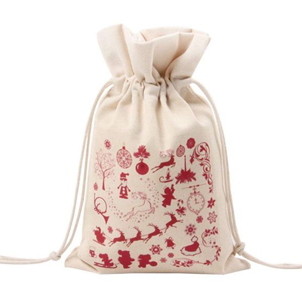 

unique design large christmas gift bag home party decoration vintage drawstring canvas dinner table gift bag supplies 6#