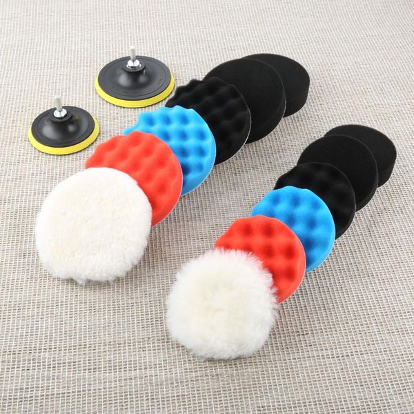 

dreld 8pcs car sponge polishing pad set 3/4/5 inch buffing waxing pad for car polisher buffer polisher tools m10 drill adapter