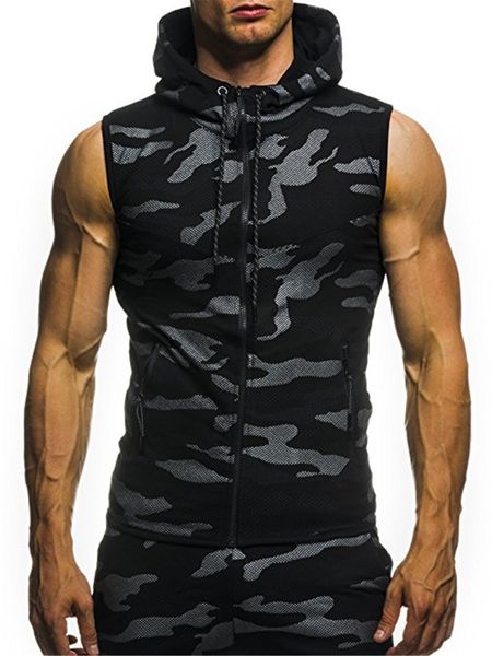 

Summer Mens Camouflage Printed Vest Hooded Sports Mens Sleeveless Tees Mens Fashion Designer Clothing