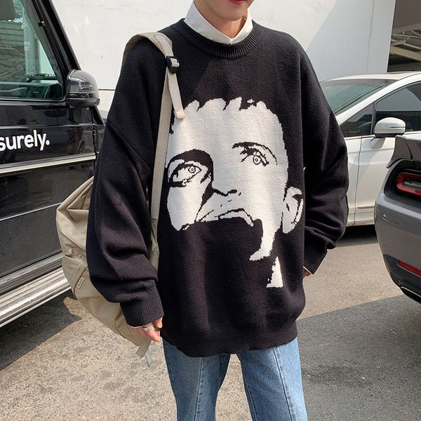 

uyuk2019 осень зима коллекция new trend сыпучие knit pattern украшает casual men s пуловеры одежда hombre свитер, White;black