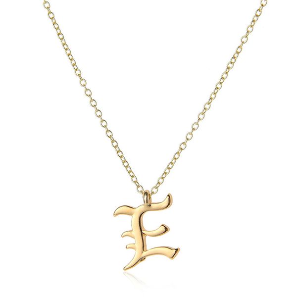 

12pcs charm usa alphabet name initial letter -e pendant necklace monogram america english word sign friend woman mother men's family gi, Silver