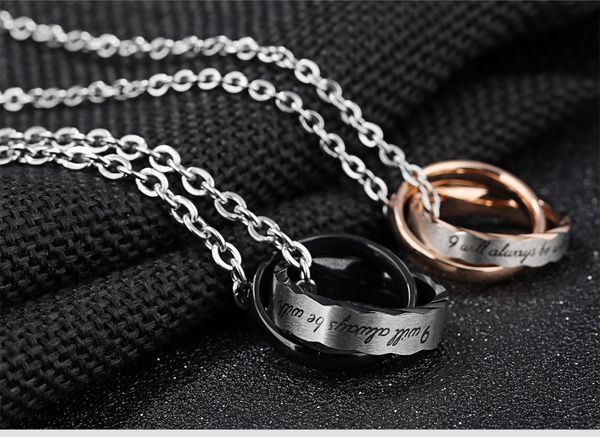 

queen66 ювелирные изделия 2 шт цена! классический двойной круг кулон ожерелье женщины / мужчины обещание ювелирные изделия подарок с бесплат, Silver