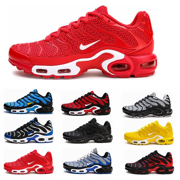 

2020 tn plus geometric active fuchsia black mens women running shoes grid print lemon lime bumblebee game royal trainers sports sneakers 36