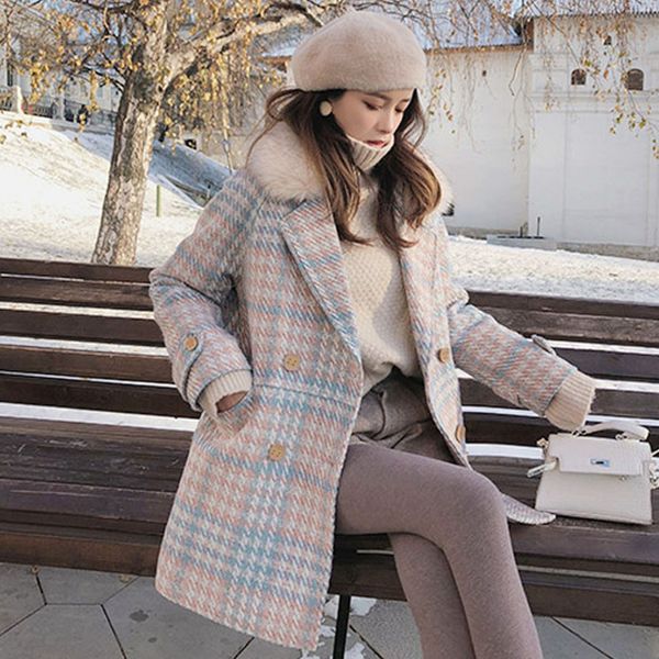 

abrigos mujer invierno 2019 winter coat women winter clothing fashion women's elegant double breasted wool overcoat manteau, Black