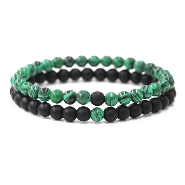 

2pcs new men's texture natural stone bracelets couple black beads bracelet&bangle set moonstone bracelet jewelry for men gift, Golden;silver
