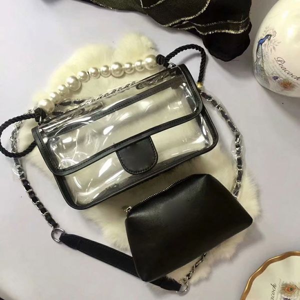 

Новые женские желейные сумки из ПВХ Маленькие прозрачные сумки Lady Fashion Chain Shoulder Bag