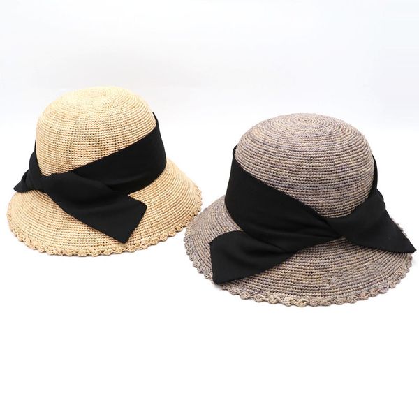 

sun straw fedora beach hat fine braid upf50+ for both women men, Blue;gray