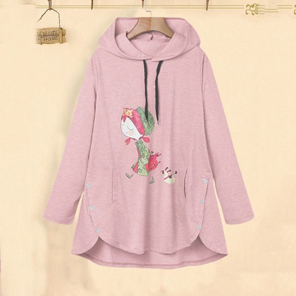

autumn women sweatshirt oversized hoodie casual kawaii cartoon printing full sleeve hooded pocket loose jumper blouse moletom, Black