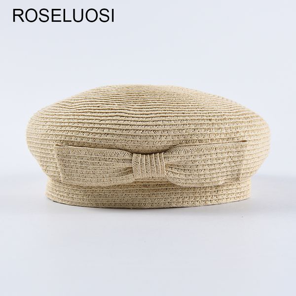 

2019 spring summer women bow-knot berets hats casual solid color paper beret hat boinas para mujer, Blue;gray