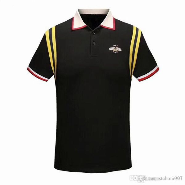 

совершенно новый весна лето осень мужчины повседневная рубашка поло футболки мужчины поло футболки змея пчела вышивка хай-стрит мужские поло, White;black