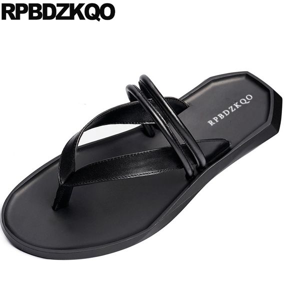 

flat roman black slides flip flop gladiator soft casual shoes strap slippers men sandals leather summer runway genuine designer