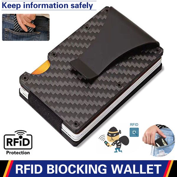 

id card holders carbon fiber storage and protection of credit cards bus bank rfid boicking wallet keep information sefely, Silver