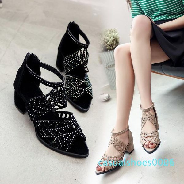 

fashion women shoes sandals hollow platform wedge high heels bohemia woman zapatos mujer summer female beach sandals plus size l-122 c26, Black