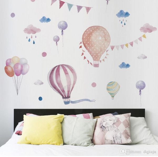New Color Hot Air Balloon Wall Stickers Girl Style Decorative Stickers Children S Room Tv Wall Decoration Stickers Wall Stencils Stickers Wall Sticker