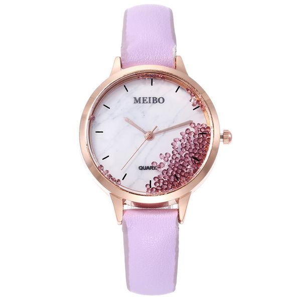 

aplustrade 2019 новая мода meibo женщина искусственный кожаный ремешок зыбучие пески горный хрусталь кварцевый браслет платье наручные часы, Slivery;brown